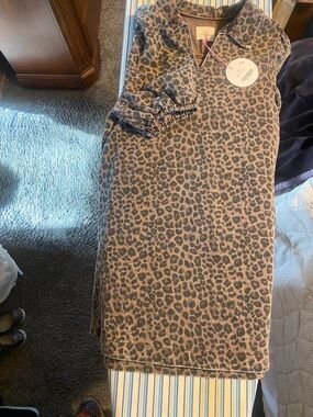 Umgee Leopard Print Dress in Brown and Black